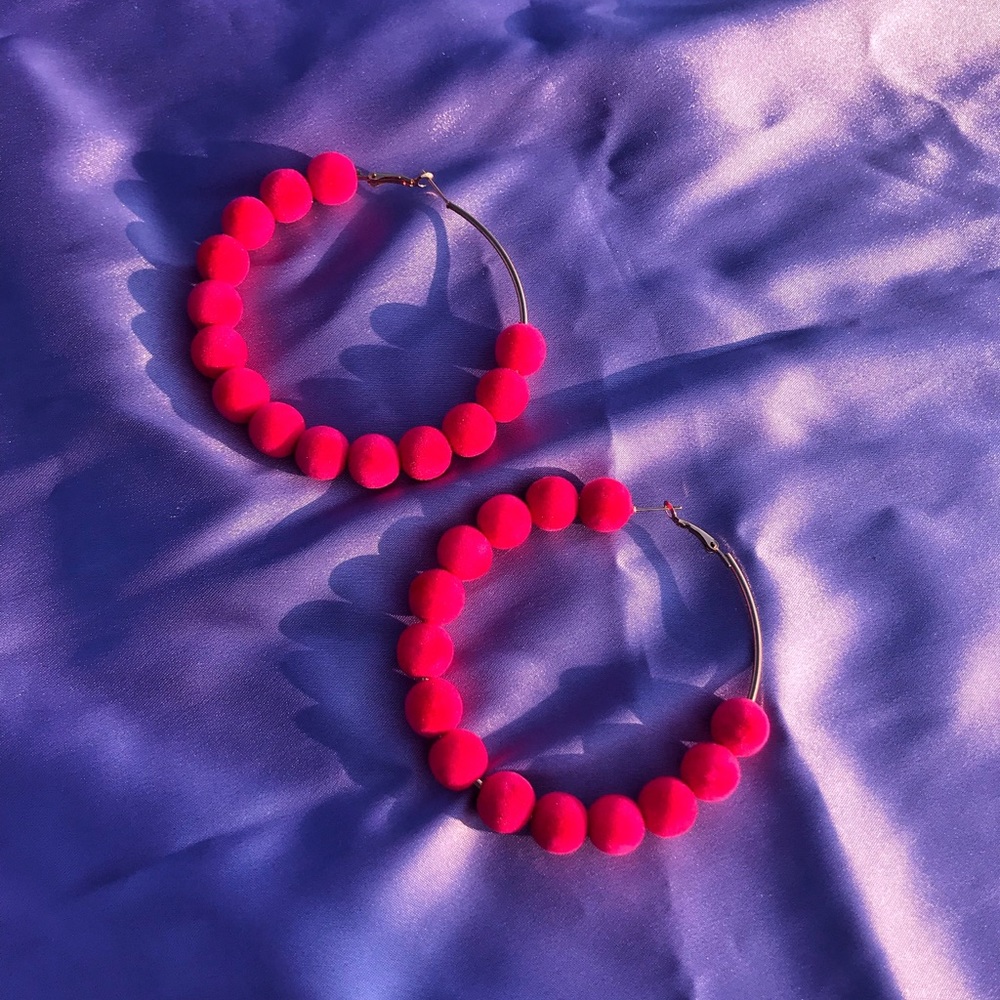 HOT PINK HOOP EARRINGS